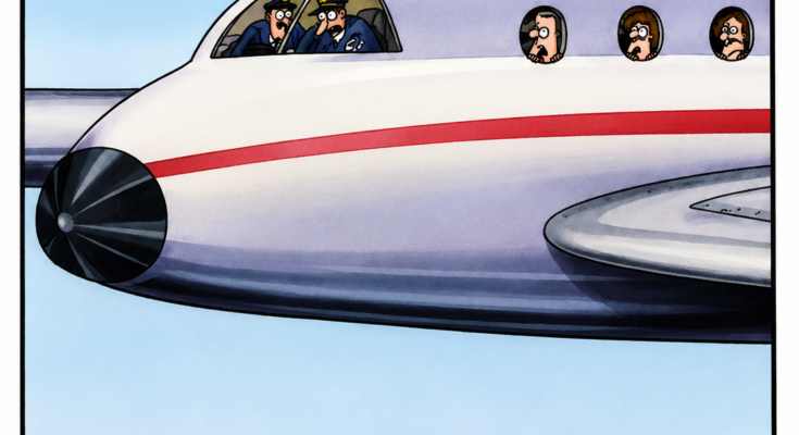 A Tiny Light, A Huge Panic! ✈️😂 | A Classic Far Side Comic chatgpt image jul 5, 2026, 10 49 20 am